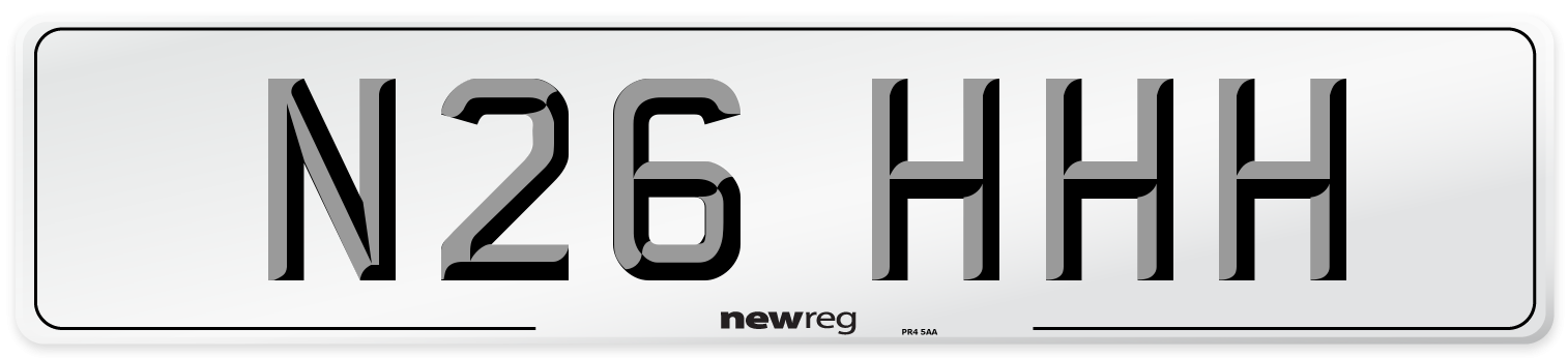 N26 HHH Number Plate from New Reg